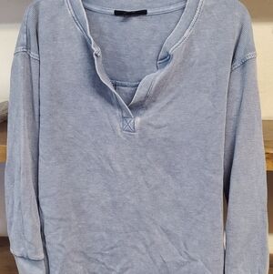 Jane and Delancey Light Blue Long Sleeve Waffle-Knit